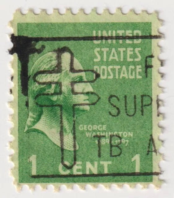 1938-1939 USA - George Washington - 1 Cent Slogan Cancel Stamp
