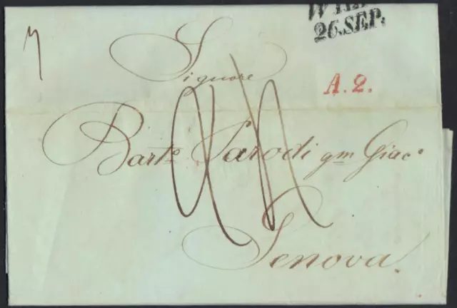 Austria Italy 1845 Vienna To Genoa Folded Letter Written In Italian