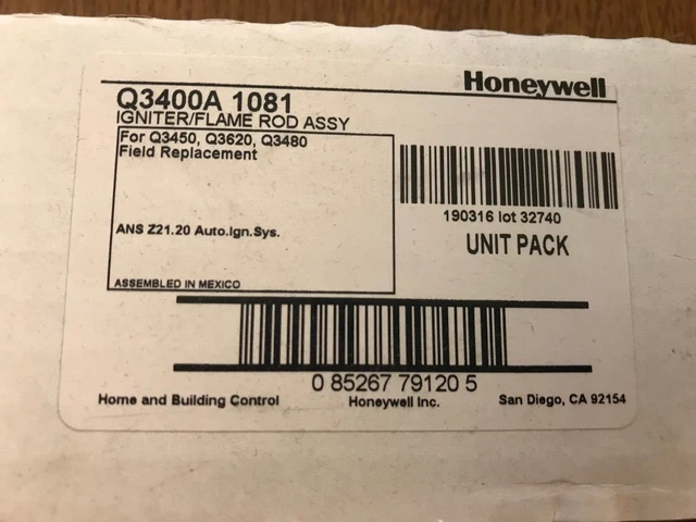 Honeywell Q3400A 1081 Igniter/Flame Rod Assy Smart Valve