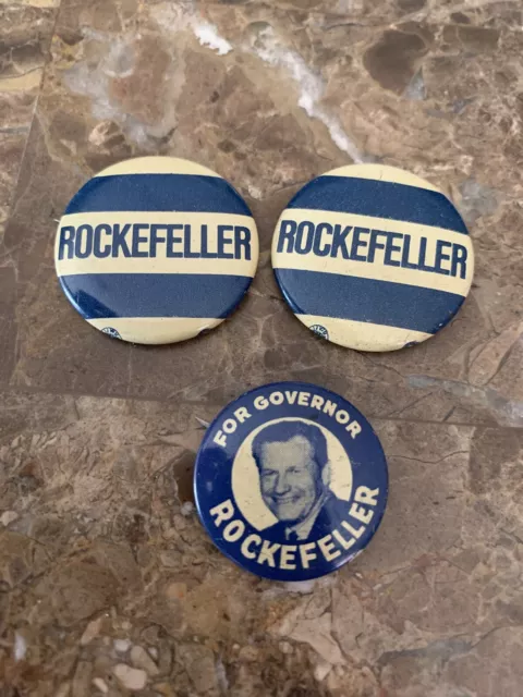 Vintage 3 Lot 1960’S New York Governor Nelson Rockefeller Pin Button 1.25” 1”