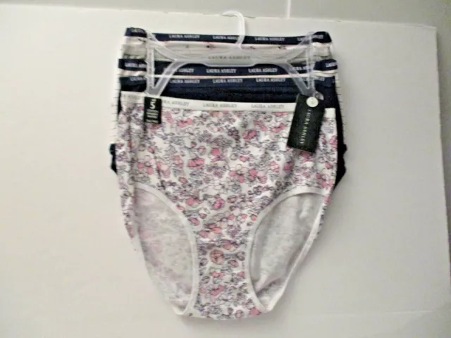 Laura Ashley Women's cotton stretch brief Panties 5-Pair size Medium