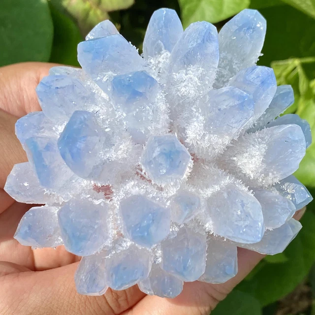418G New Find sky blue Phantom Quartz Crystal Cluster Mineral Specimen Healing
