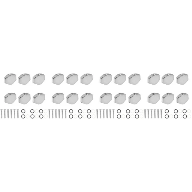 Lot De 2 Mécaniques Pour Guitare/mandoline - Chevilles D'accordage Métal, Boutons Ronds, Avec Vis Et Viroles