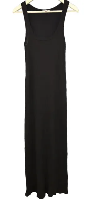 Standard James Perse Tank Dress Maxi Black Womens Small Size 1 Ribbed Cotton