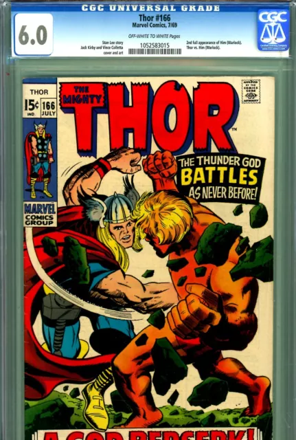 Thor #166 CGC GRADED 6.0 - vs. Him (Warlock) - 2nd FULL app. of Him - Kirby c/a