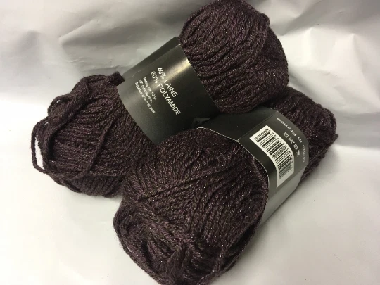 Lot De 5 Pelotes De Laine Lurex Noir Argenté - Fabriqué En France, Pour Tricot Et Crochet