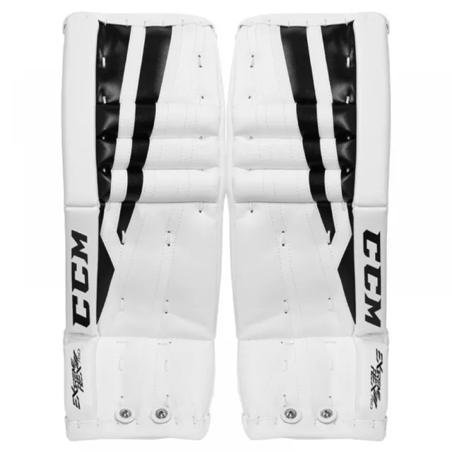 New CCM Extreme Flex II 760 Ice Hockey Goalie leg pads Youth 20" white black pad