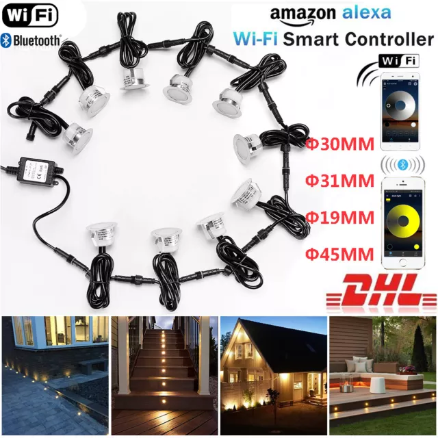 1-30er Set WIFI Controller Boden Einbaustrahler LED Leuchte Außenlampe Warmweiß