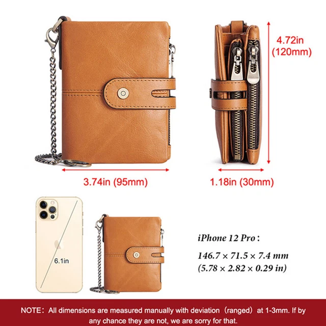 Mens Genuine Leather Wallet RFID Credit Card Holder Biker Trucker with Chain 5