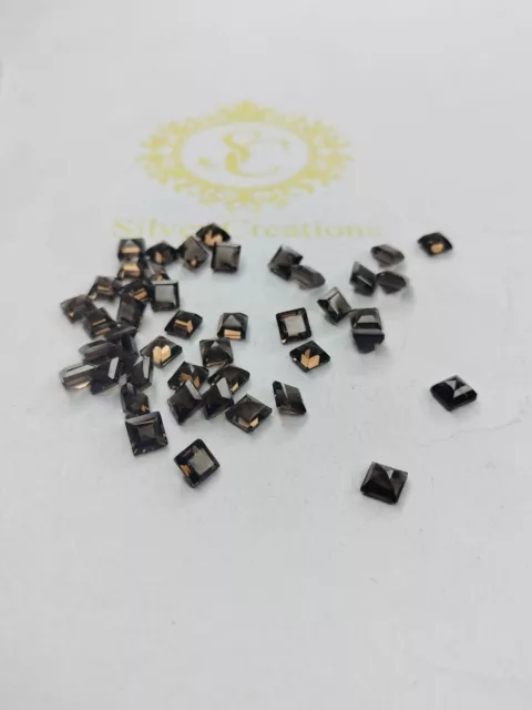 Natural Smoky Quartz Faceted Square Cut Loose Gemstone 5x5 MM-14x14 MM S