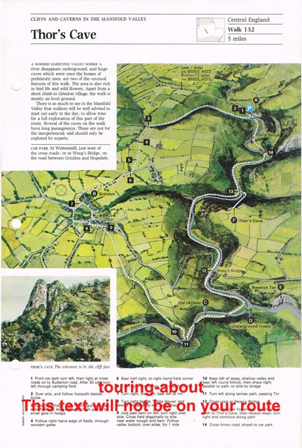 Thor's Map THOR'S CAVE STAFFORDSHIRE Vintage Walking Route & Map circa 1975 #132 £ ...