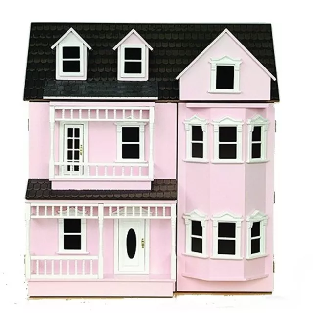 The Exmouth Pink Painted Flat Pack Dolls House Kit Tumdee 1:12 Scale Miniature