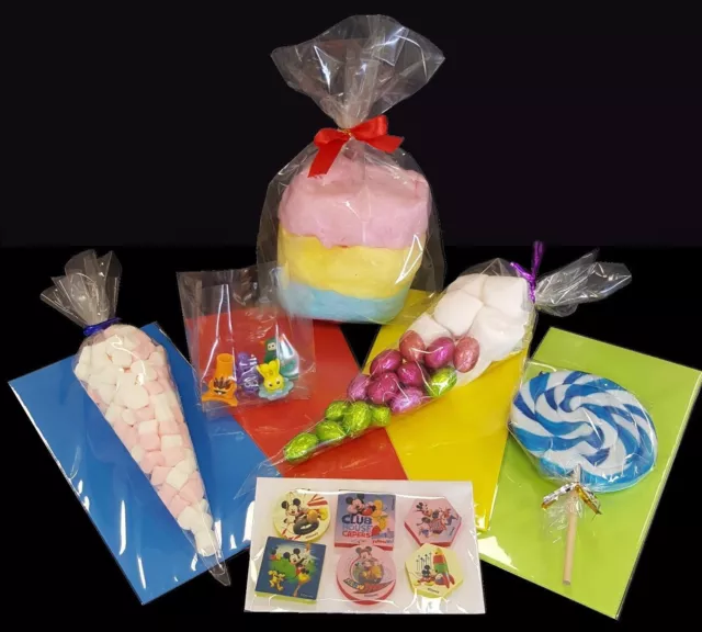 Party and Display Bags - Clear Cell Cones, Gussets, Sticky Self Seal Cellophane