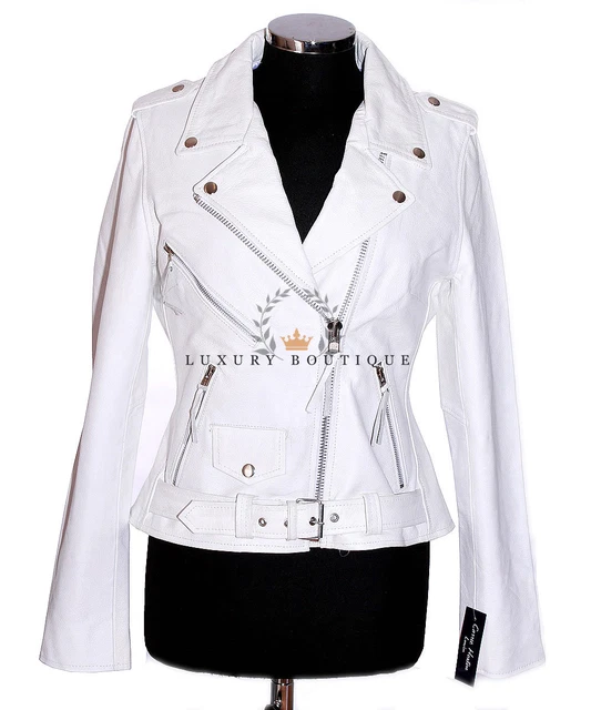Veste En Cuir D'agneau Véritable Anita Style Biker - Noire, Neuve Avec étiquettes | Taille Regular