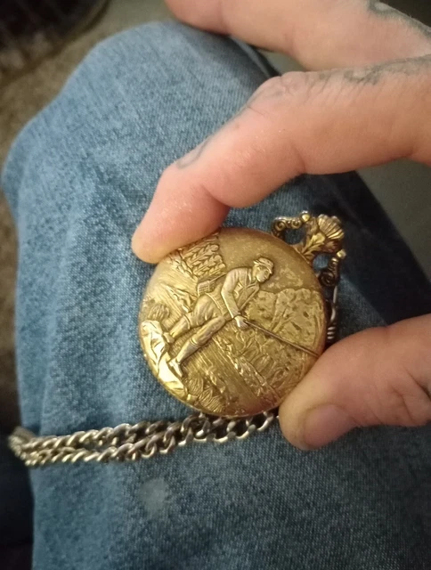 VINTAGE MARCEL 17 Jewel Swiss Fisherman s Case Pocket Watch 20.00