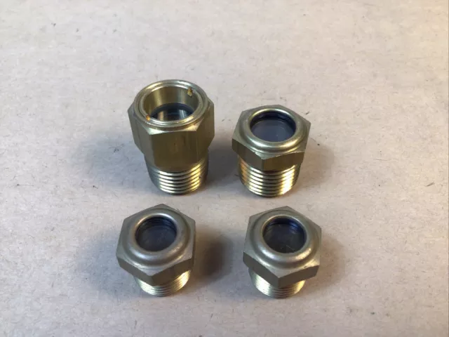 Sight Glass, Glass Sight, Easy-to-See, Clear Window, 3/8" NPT, + 1/2” NPT Brass