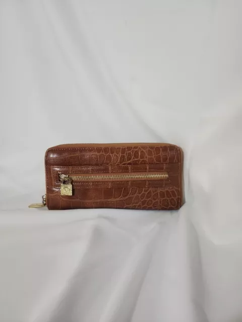 Anne Klein Alligator Alley Zip Around Wallet Brown One Size Wallets Women's