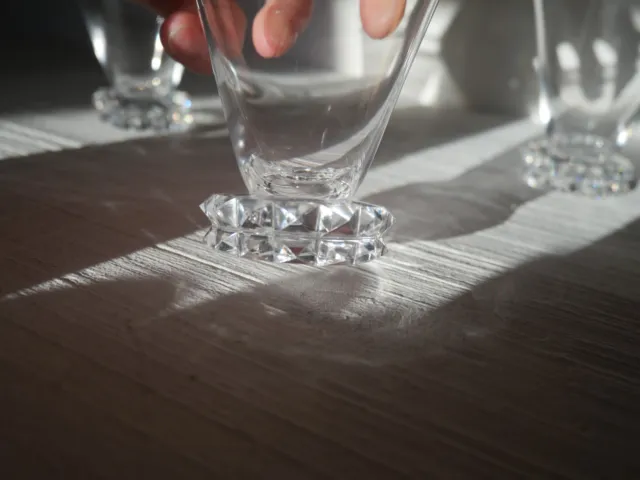 4 verres à vin blanc en cristal Saint ST Louis art déco modèle Diamants 8,1 cm 6
