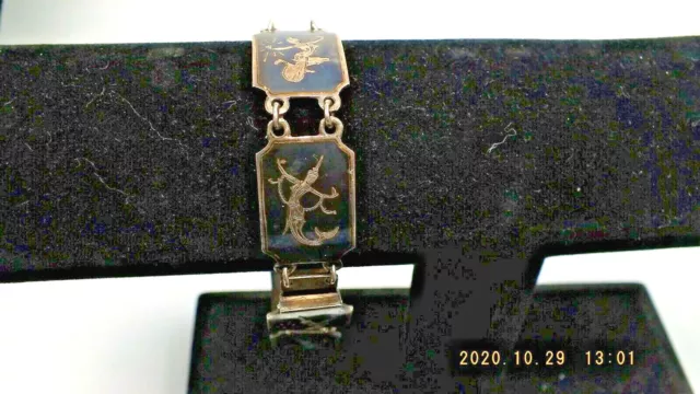 Vintage Siam Sterling Silver Bracelet Thailand 1940s Siamese Dancers NIELLO