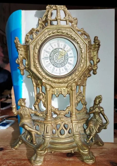 VINTAGE Antico Orologio Da Tavolo Bronzo Antichità Barocco Retrò