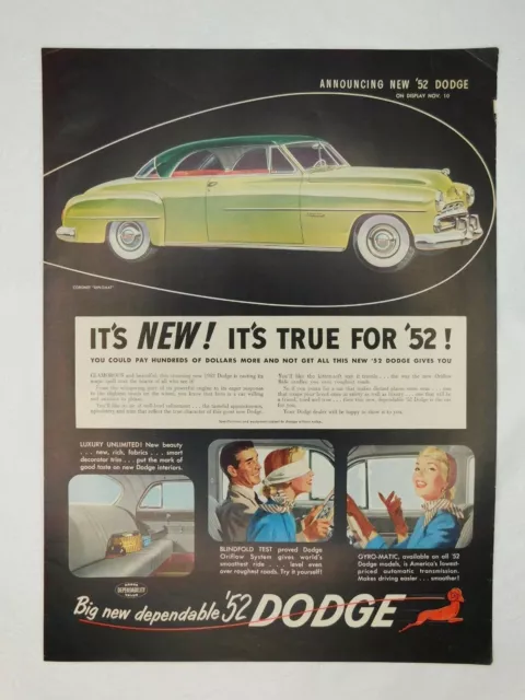 Dodge Service Motor Classic Car Man Cave Vintage Advertisement Magazine Page