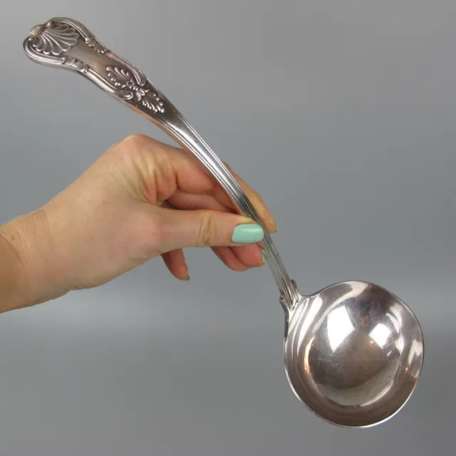 Silver Plated Soup Ladle.  "King's" pattern. Vintage. Quality. Large -  12.5"