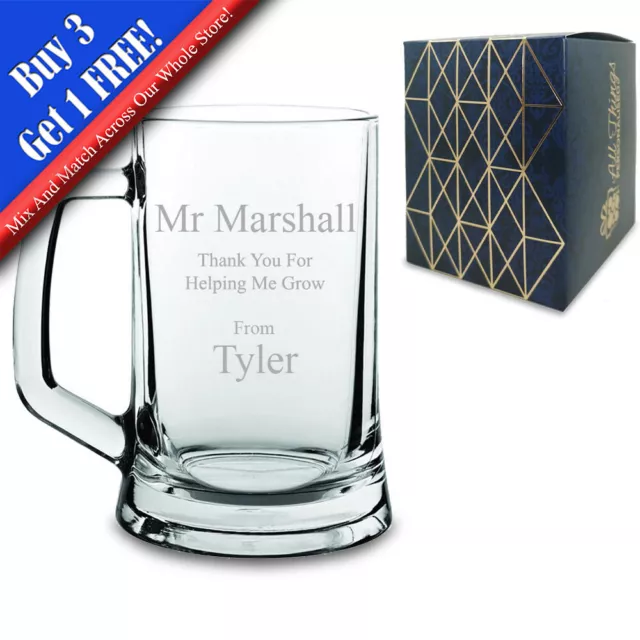 Personalised Engraved Tankard Glass Teacher Gift