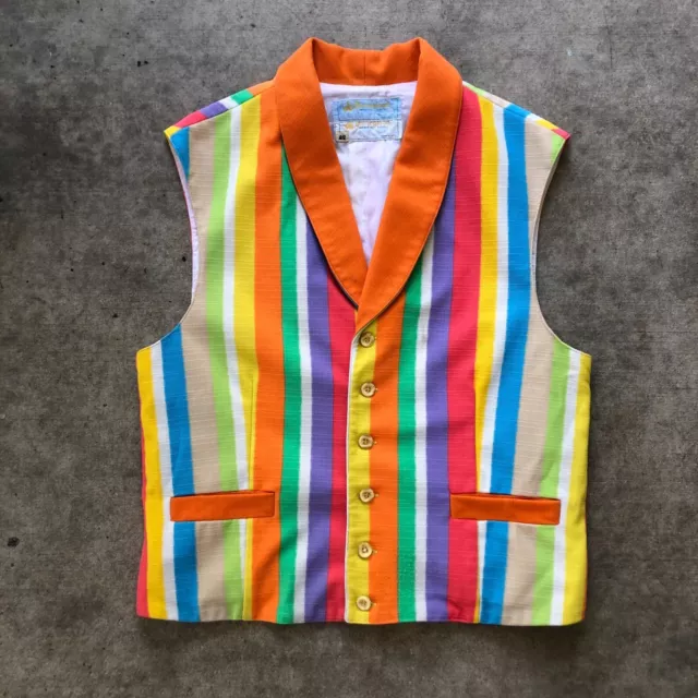 Vintage Disneyland Cast Member Employee Vest Striped Multicolored Medium Large