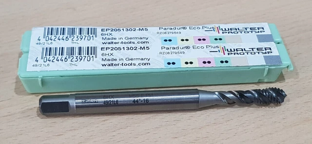 1pc Spiral Flute Tap WALTER EP2051302-M5 M5 6HX HSS-E-PM 45" DIN 371 FORM C