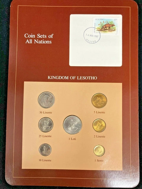 Coin Sets of All Nations Lesotho 1 Loti, 25,5,2 Lisente 1979 50,10,1 1983 UNC
