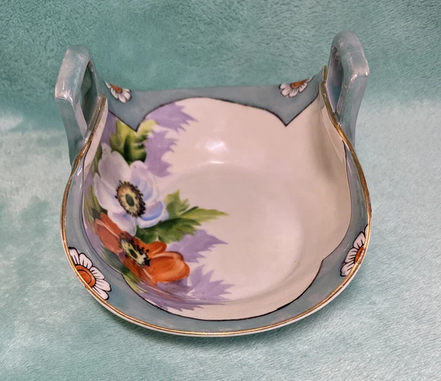 Bol panier en porcelaine/céramique peint à la main, floral avec or doré, JAPON