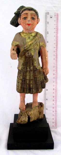 RARE 19th.c Mandalay Period Teak Buddhist Nat Warrior Hand Carved.