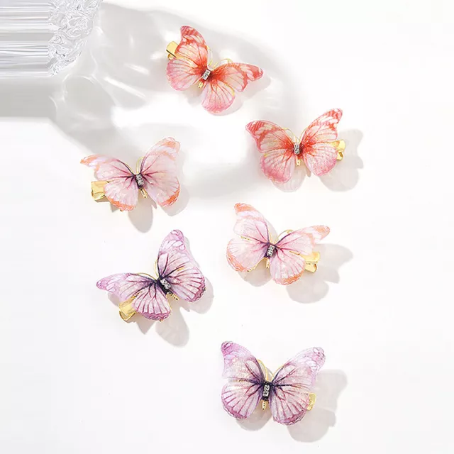 6Pcs Colorful Butterfly Hairpins Girl Hair Clips Barrettes Sweet Hair Ornament