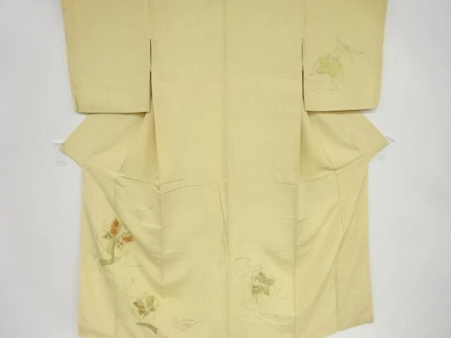 45645# Japanese Kimono / Antique Kimono / Embroidery / Fan Pattern