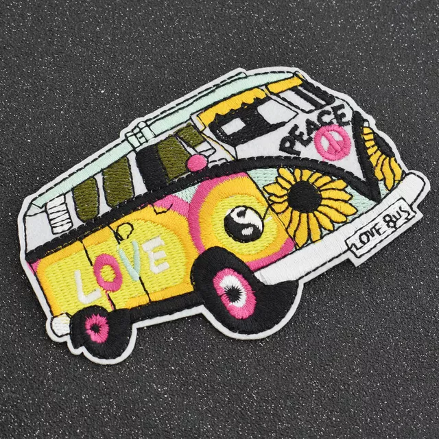 Hippie Love Peace Bus Patches Nähen aufbügeln Stickerei Applikationen Abzeichen zum Selbermachen 2