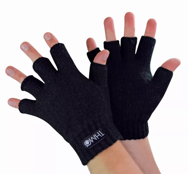 THMO - Warm Thermal Fleece Lined Fingerless Gloves for Kids