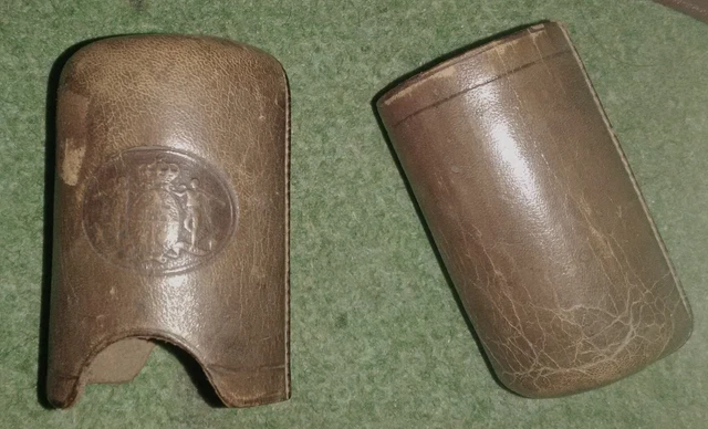 Ancien étui De Mesure Pour Cheval Eldonian – Cuir Vert, Métal, Made In England