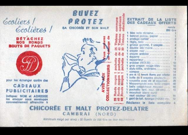 CAMBRAI (59) Buvard BOISSON / CHICOREE & MALT "PROTEZ-DELATRE" gagnant TIMBRES
