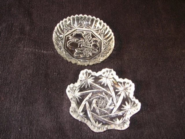 Vintage American Brilliant Period Clear Cut Crystal Glass Finger Bowl, Dish