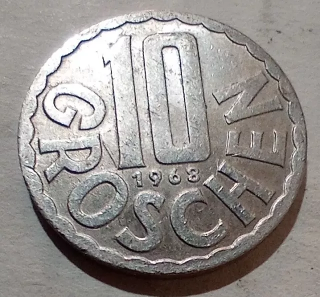 10 Groschen 1968 Austria Coin Republik Österreich Imperial Eagle