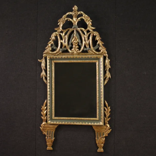 Miroir italien ancien en bois doré laqué cadre meuble art 19ème siècle