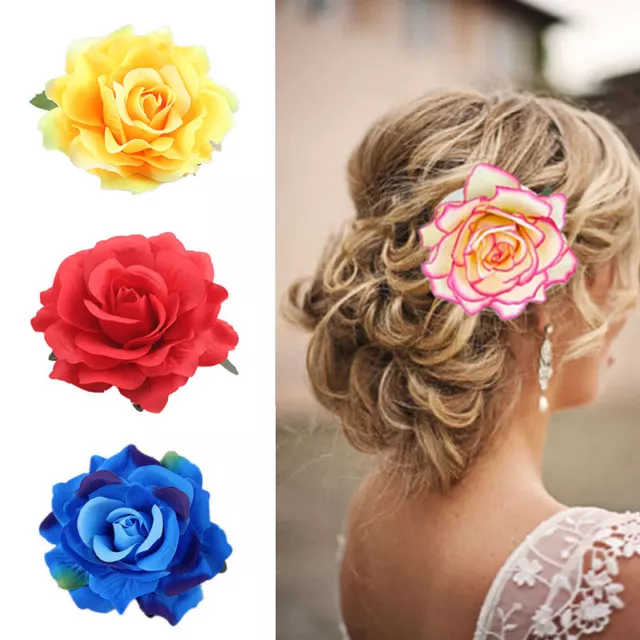 Womens Rose Flower Hairpin Bridal Hair Clip Wedding Bridesmaid Headwear Jewelry