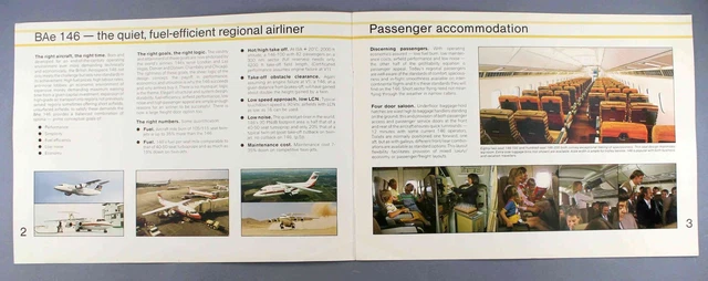 British Aerospace Bae 146 Manufacturers Sales Brochure 1986 Seat Map 2