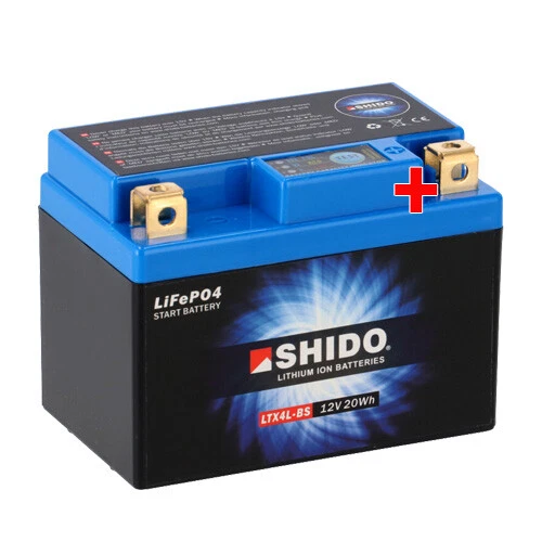 Batería De Litio Shido LTX4L-BS Para Moto - 12V, 95A CCA, Dimensiones 113x70x85 Mm