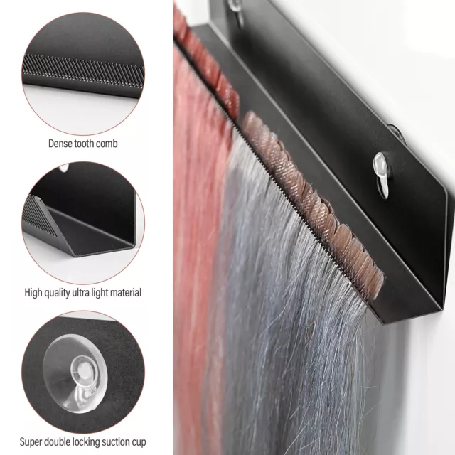 30cm Stainless Steel Hair Extension Holder with Teeth, Black Hair Hanger Tool US