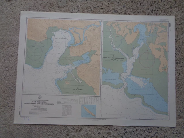 CARTE  MARINE / Baie de Bourail, coupée Mara et baie de Moindou Calédonie  1989