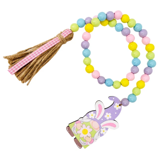Ostern-Perlen-String-Anhänger -Seil-Quaste Holz-Perlen-String-Dekoration