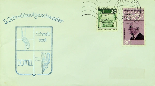 GERMANY 1968 OLYMPIC GAMES 2v ON SPEEDBOAT SQUADRON COVER USED