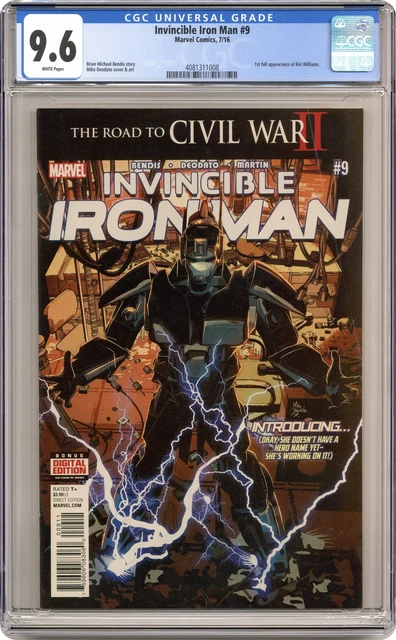 Invincible Iron Man #9A Deodato CGC 9.6 2016 4081311008 1st Riri Williams