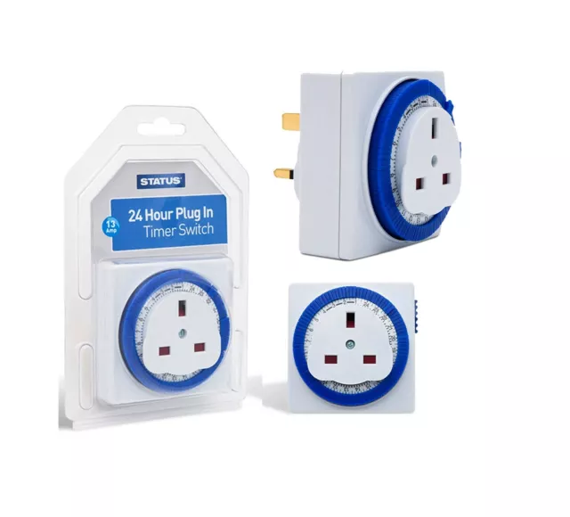 24 Hour Segment Timer Light Switch 13A Compact Programmable On Off UK Mains Plug